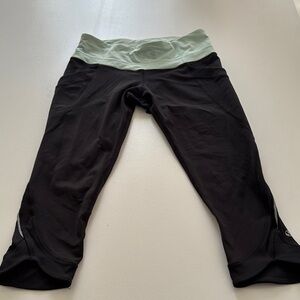 lululemon athletica Black and Light Green Leggings